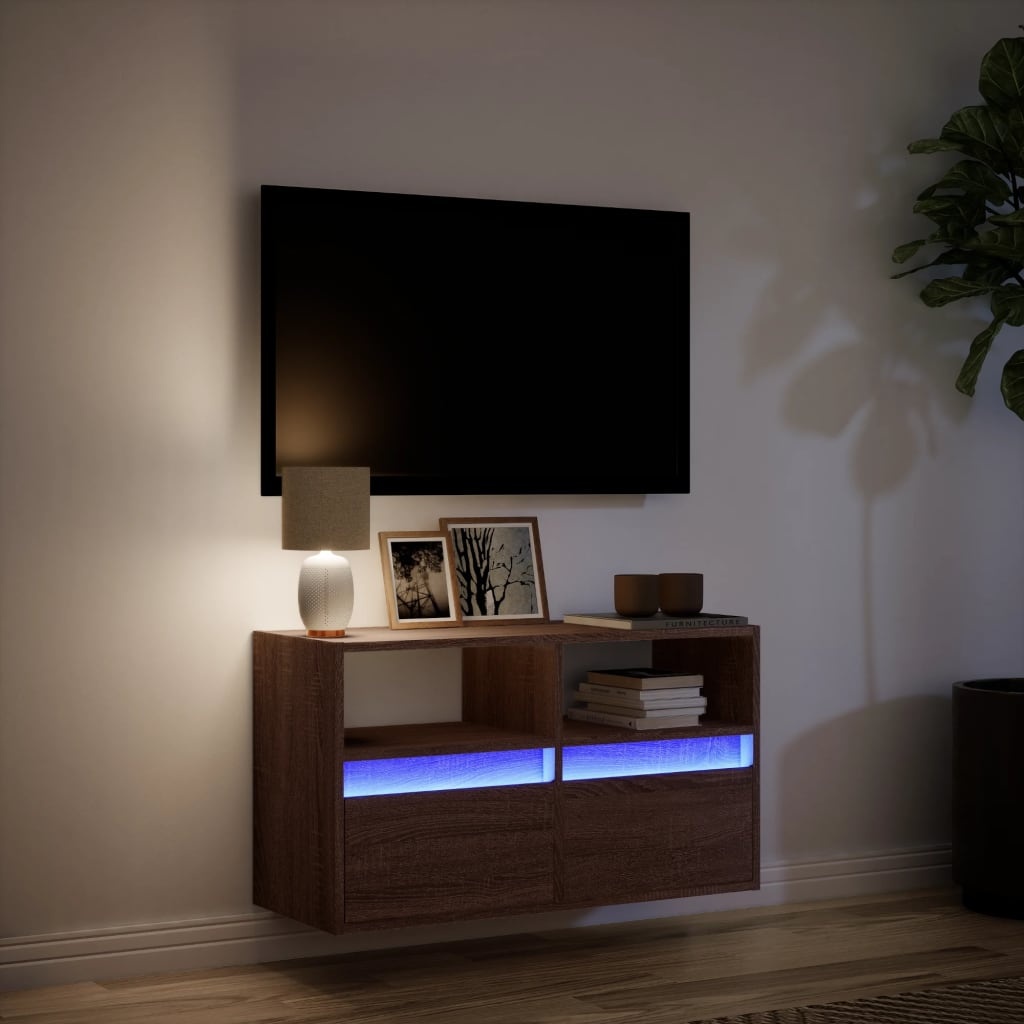 VidaXL Tv-wandmeubel met LED-verlichting 80x31x45 cm bruin eikenkleur
