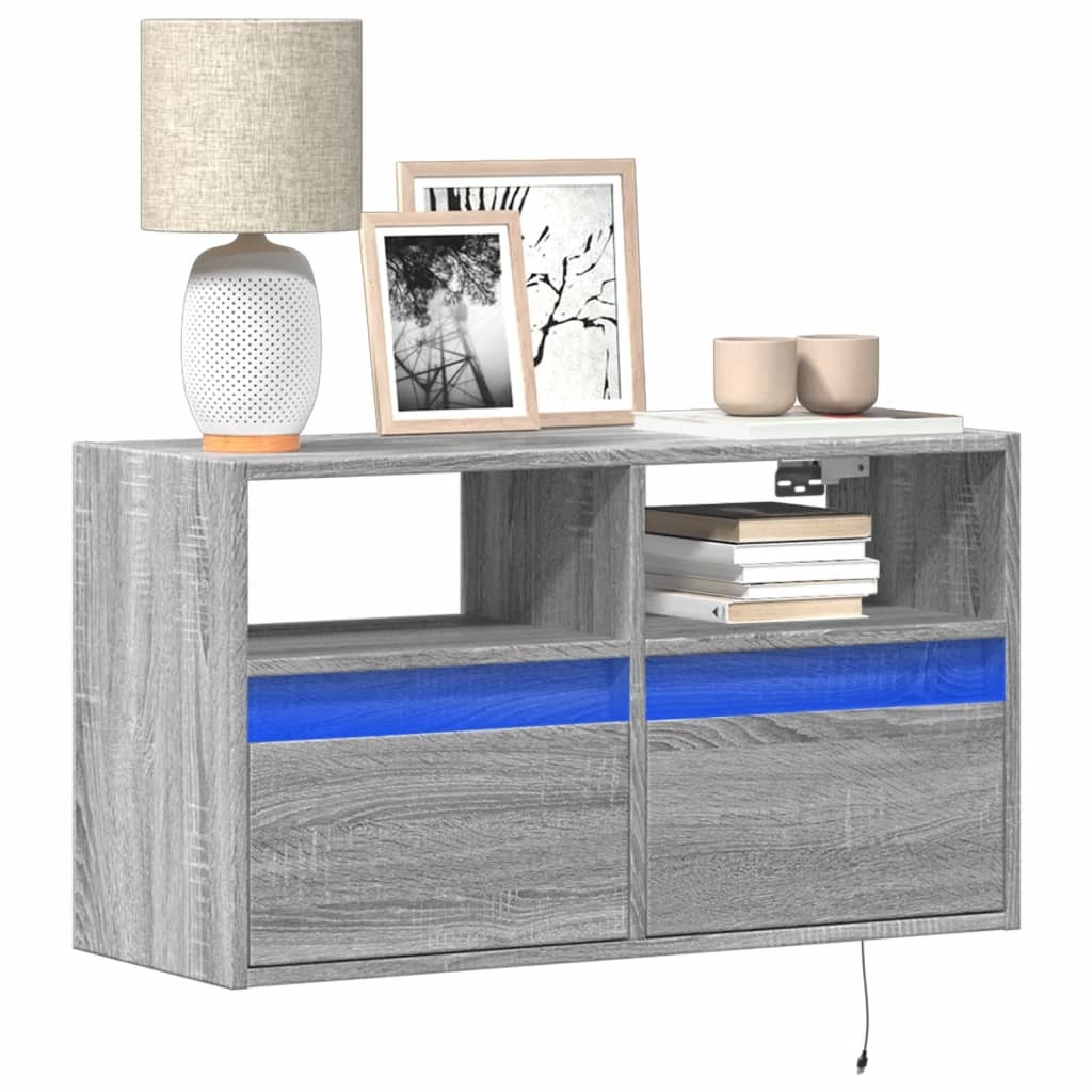 VidaXL Tv-wandmeubel met LED 80x31x45 cm grijs sonoma eikenkleurig
