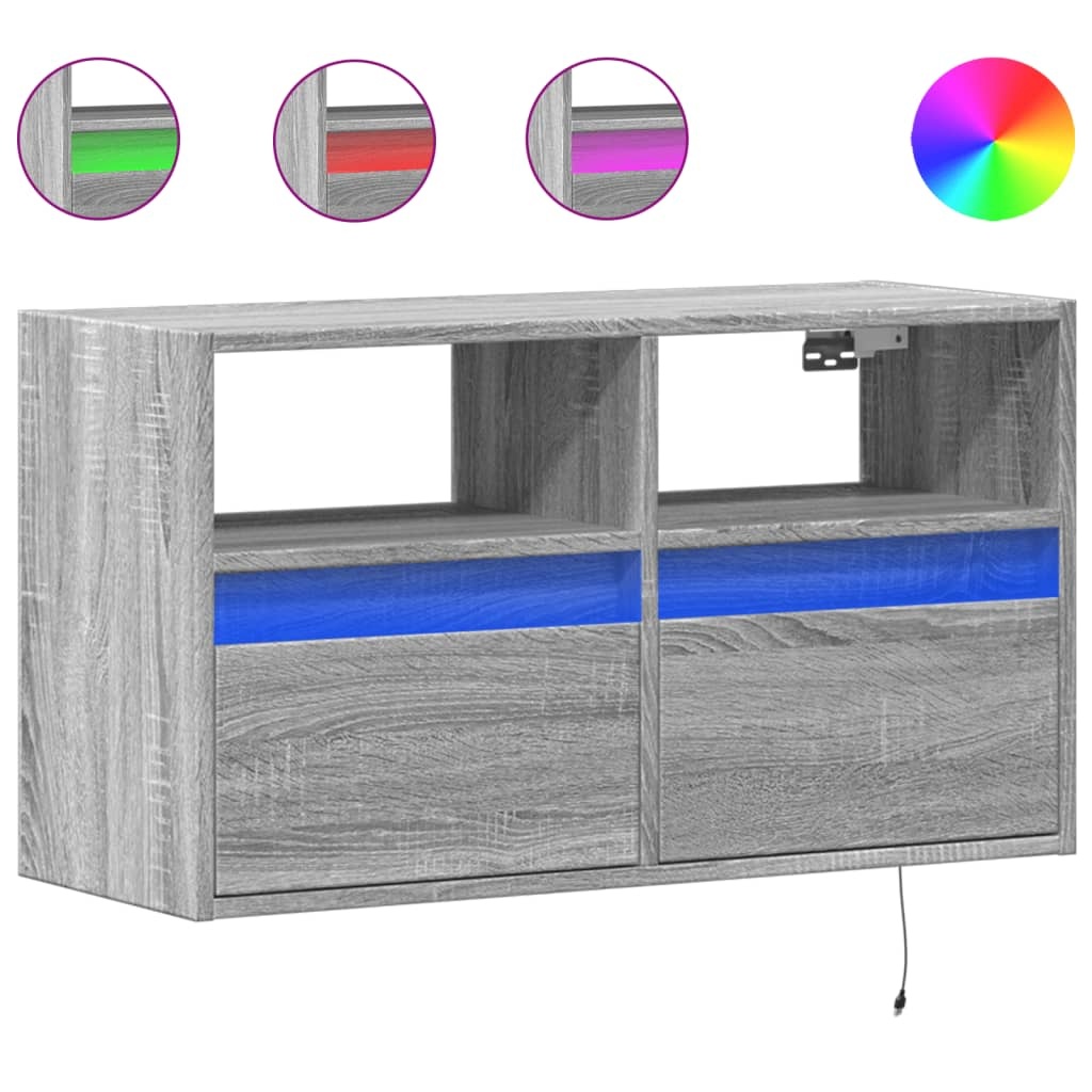 VidaXL Tv-wandmeubel met LED 80x31x45 cm grijs sonoma eikenkleurig