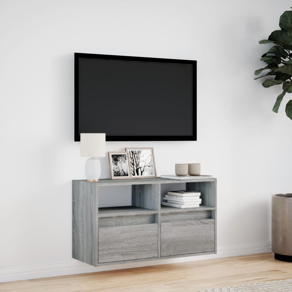 VidaXL Tv-wandmeubel met LED 80x31x45 cm grijs sonoma eikenkleurig