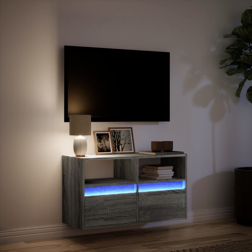 VidaXL Tv-wandmeubel met LED 80x31x45 cm grijs sonoma eikenkleurig