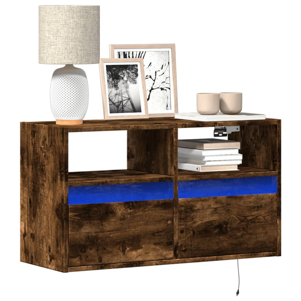 VidaXL Tv-wandmeubel met LED-verlichting 80x31x45 cm gerookt eiken