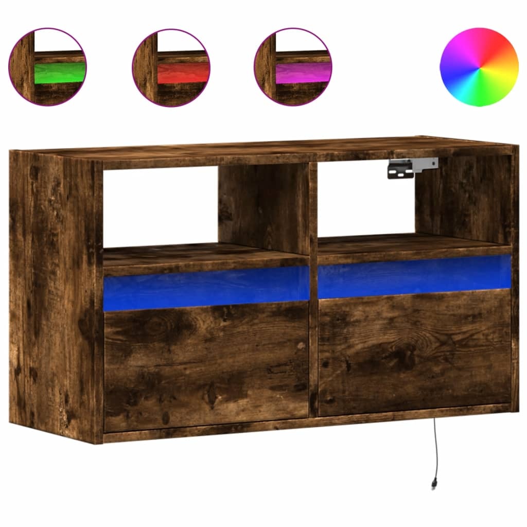 VidaXL Tv-wandmeubel met LED-verlichting 80x31x45 cm gerookt eiken