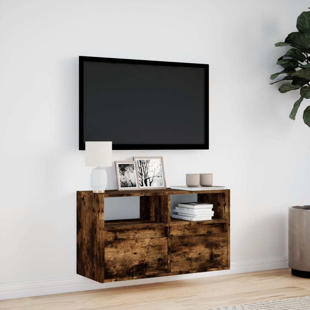 VidaXL Tv-wandmeubel met LED-verlichting 80x31x45 cm gerookt eiken