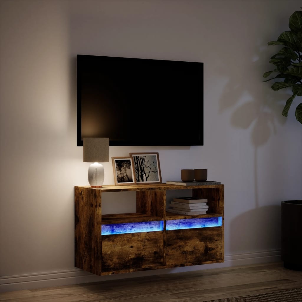 VidaXL Tv-wandmeubel met LED-verlichting 80x31x45 cm gerookt eiken