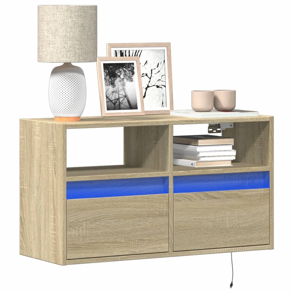 VidaXL Tv-wandmeubel met LED-verlichting 80x31x45 cm sonoma eikenkleur