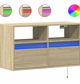 VidaXL Tv-wandmeubel met LED-verlichting 80x31x45 cm sonoma eikenkleur