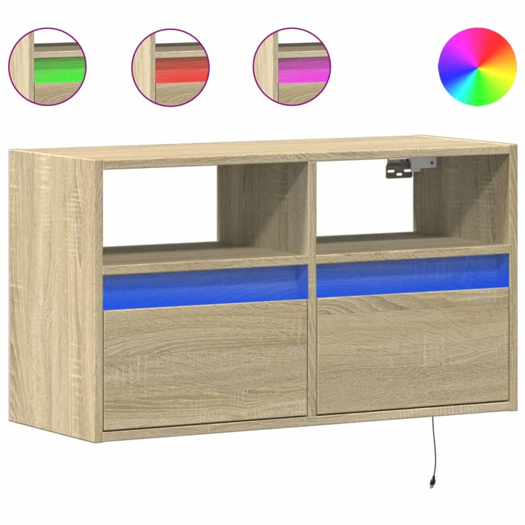VidaXL Tv-wandmeubel met LED-verlichting 80x31x45 cm sonoma eikenkleur