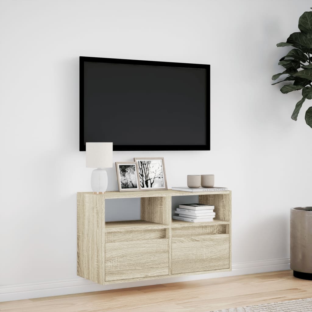 VidaXL Tv-wandmeubel met LED-verlichting 80x31x45 cm sonoma eikenkleur