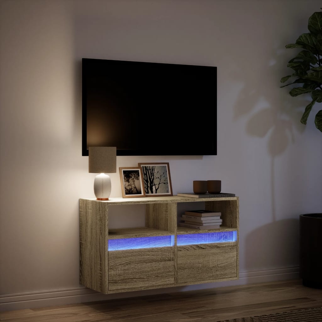 VidaXL Tv-wandmeubel met LED-verlichting 80x31x45 cm sonoma eikenkleur