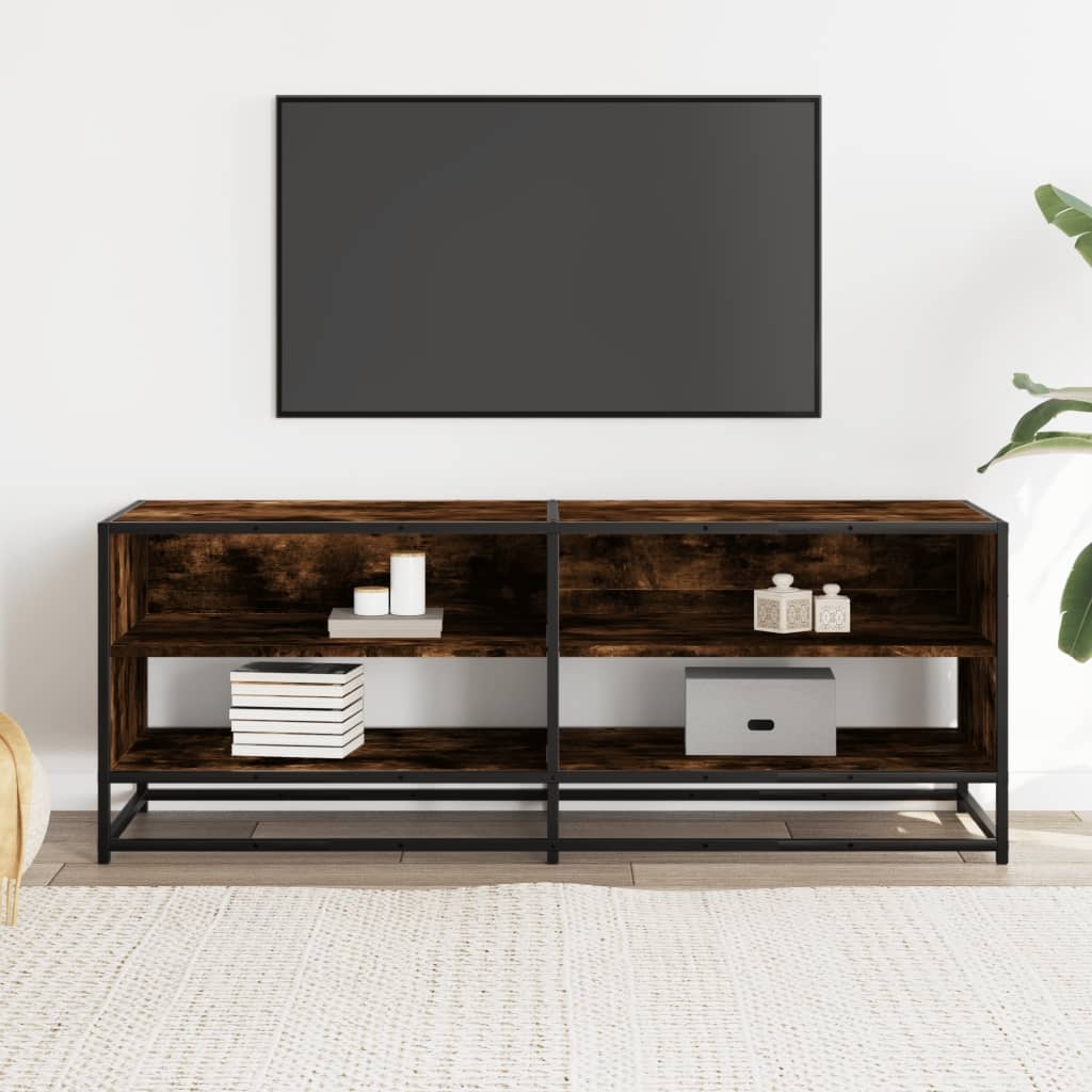 VidaXL Tv-meubel 120,5x40x46 cm bewerkt hout metaal gerookt eikenkleur