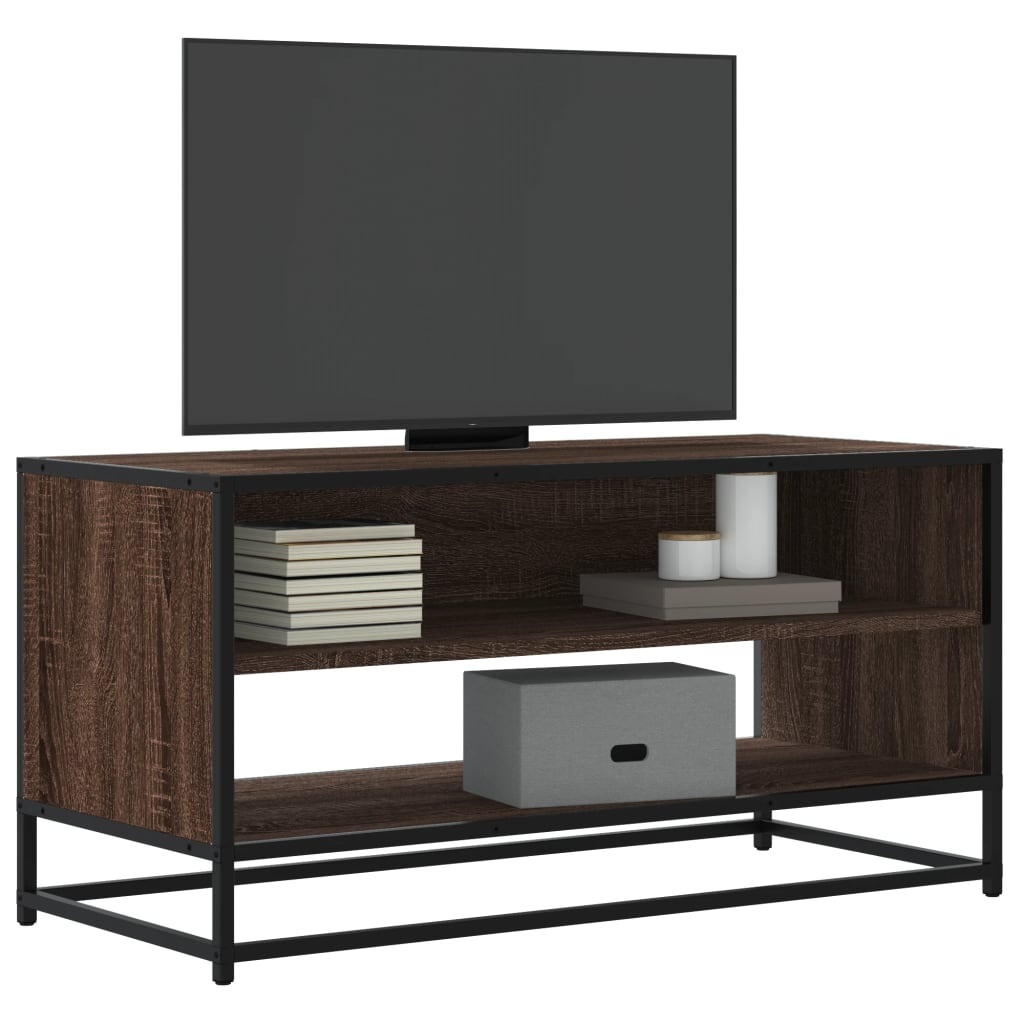 VidaXL Tv-meubel 91x40x46 cm bewerkt hout metaal bruin eikenkleur