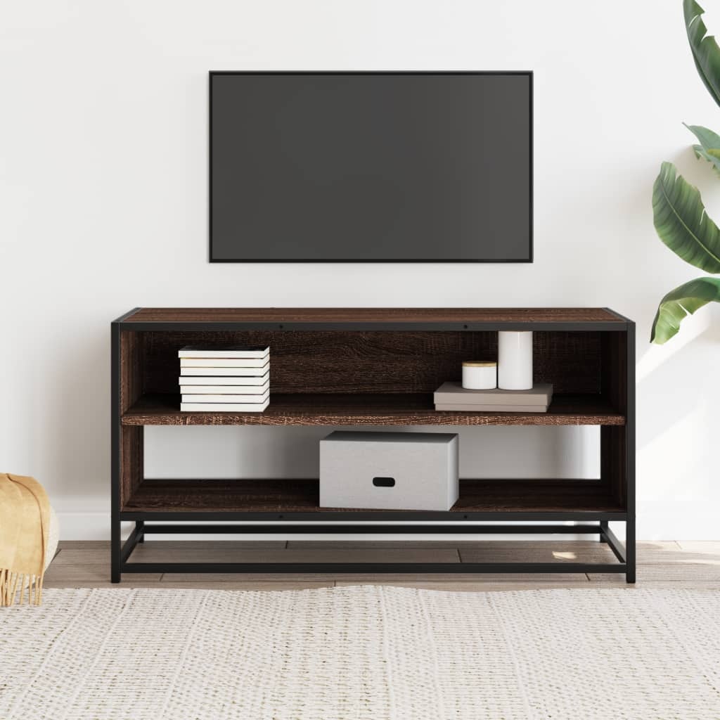 VidaXL Tv-meubel 91x40x46 cm bewerkt hout metaal bruin eikenkleur