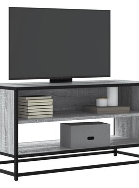 VidaXL Tv-meubel 91x40x46 cm bewerkt hout metaal grijs sonoma eiken