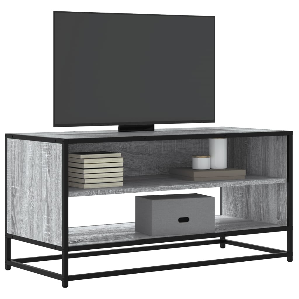 VidaXL Tv-meubel 91x40x46 cm bewerkt hout metaal grijs sonoma eiken