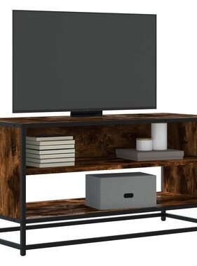 VidaXL Tv-meubel 91x40x46 cm bewerkt hout metaal gerookt eikenkleurig