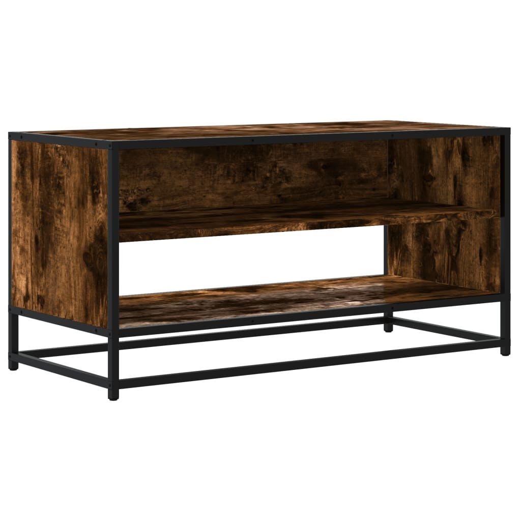 VidaXL Tv-meubel 91x40x46 cm bewerkt hout metaal gerookt eikenkleurig