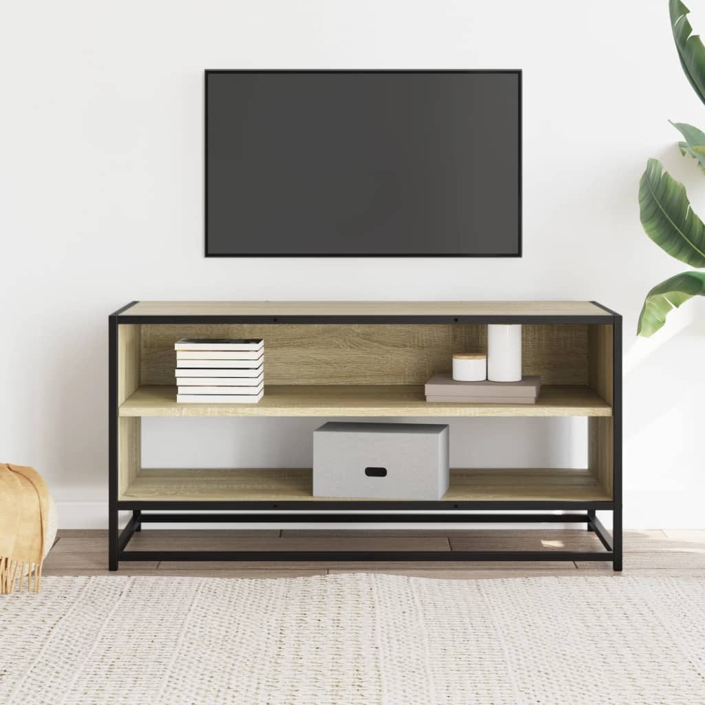 VidaXL Tv-meubel 91x40x46 cm bewerkt hout metaal sonoma eikenkleurig