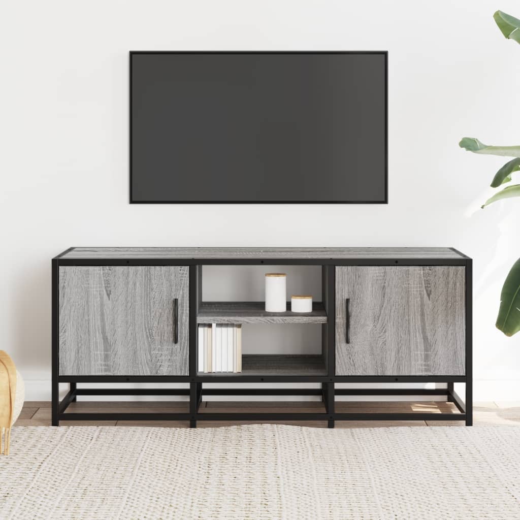 VidaXL Tv-meubel 100x35x41 cm bewerkt hout metaal grijs sonoma eiken
