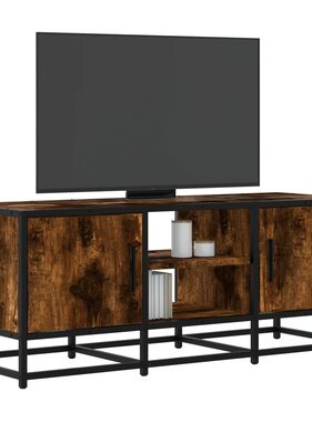 VidaXL Tv-meubel 100x35x41 cm bewerkt hout metaal gerookt eikenkleurig