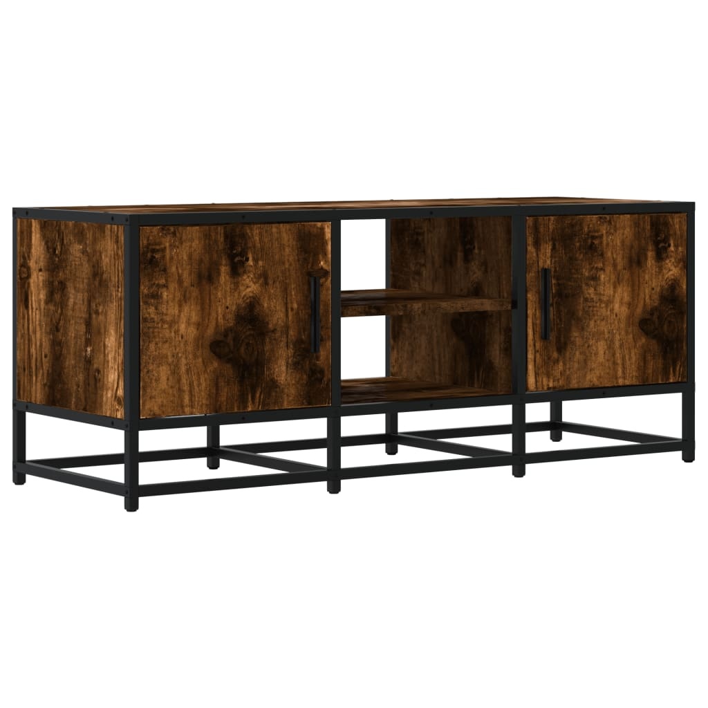 VidaXL Tv-meubel 100x35x41 cm bewerkt hout metaal gerookt eikenkleurig