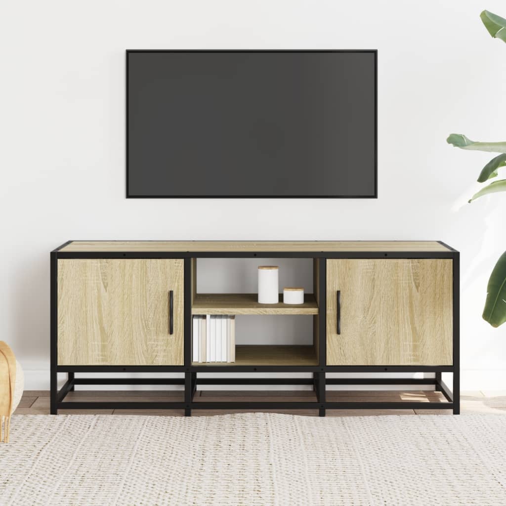 VidaXL Tv-meubel 100x35x41 cm bewerkt hout metaal sonoma eikenkleurig