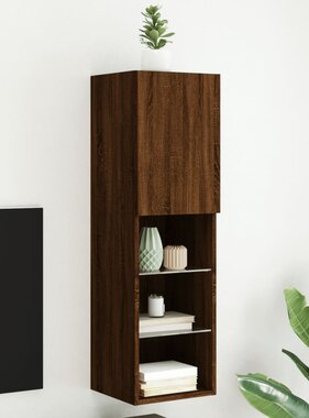 VidaXL Tv-meubel met LED-verlichting 30,5x30x102 cm bruin eikenkleur