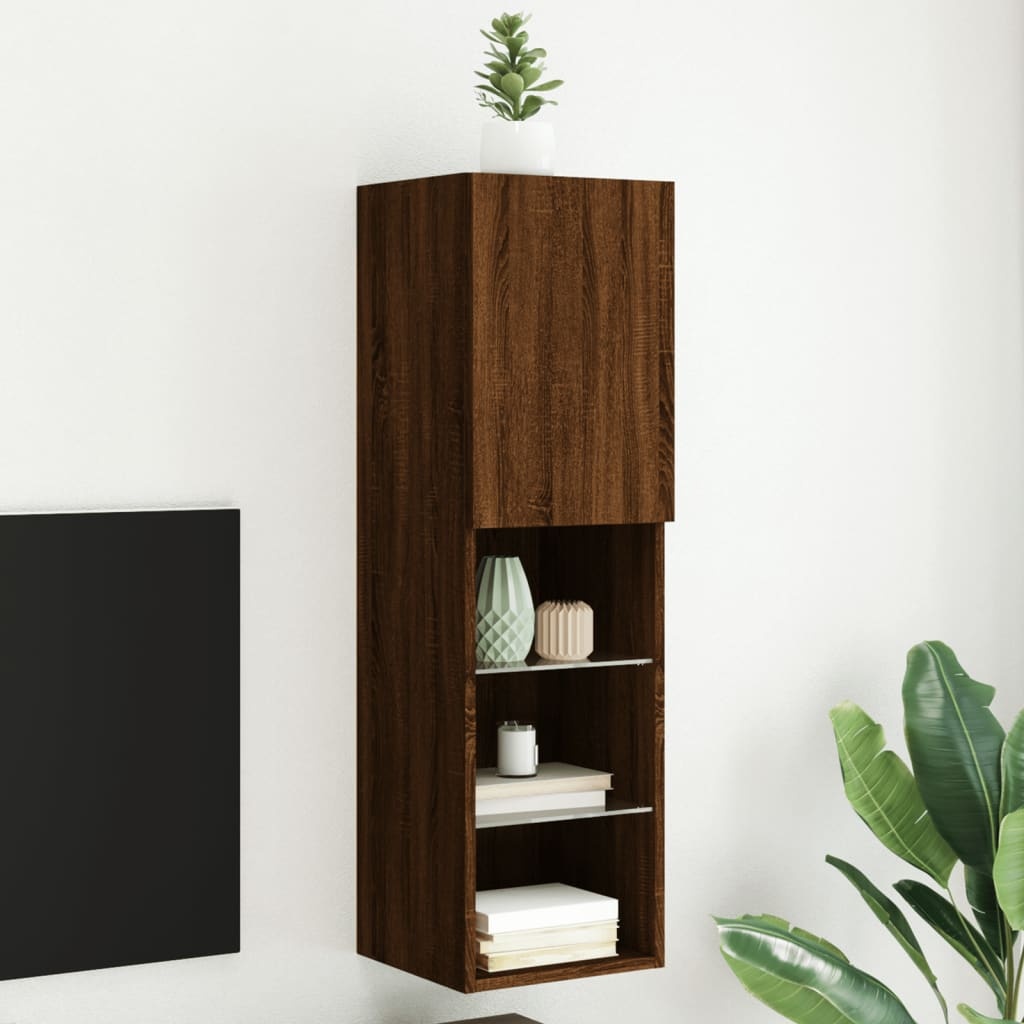 VidaXL Tv-meubel met LED-verlichting 30,5x30x102 cm bruin eikenkleur