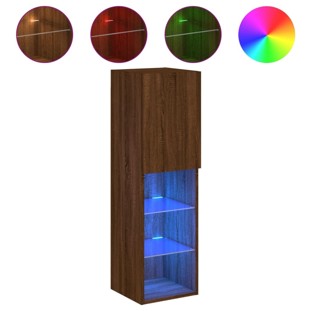 VidaXL Tv-meubel met LED-verlichting 30,5x30x102 cm bruin eikenkleur