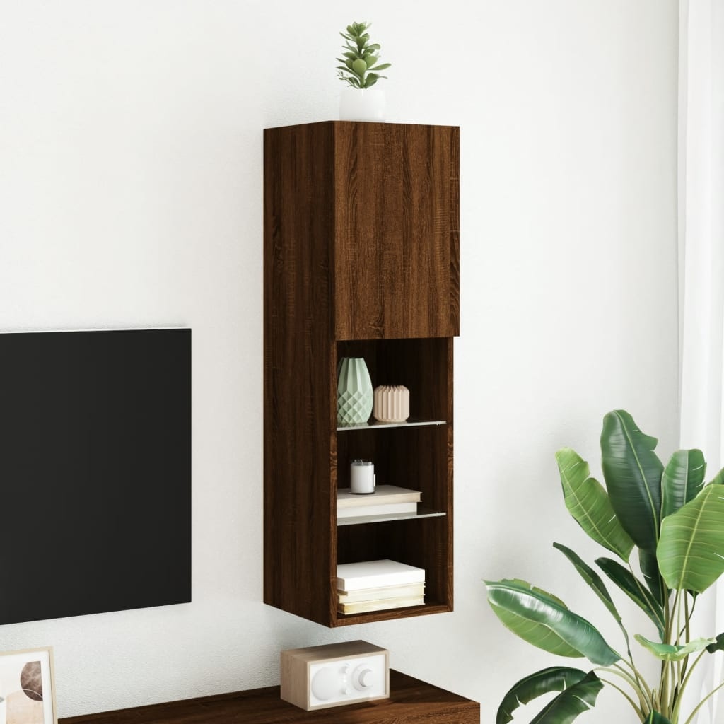 VidaXL Tv-meubel met LED-verlichting 30,5x30x102 cm bruin eikenkleur