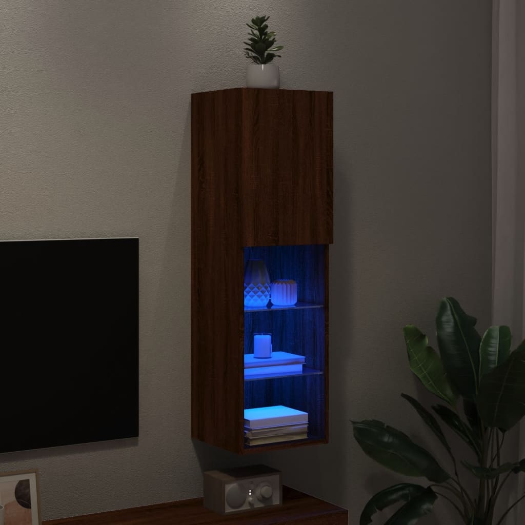 VidaXL Tv-meubel met LED-verlichting 30,5x30x102 cm bruin eikenkleur