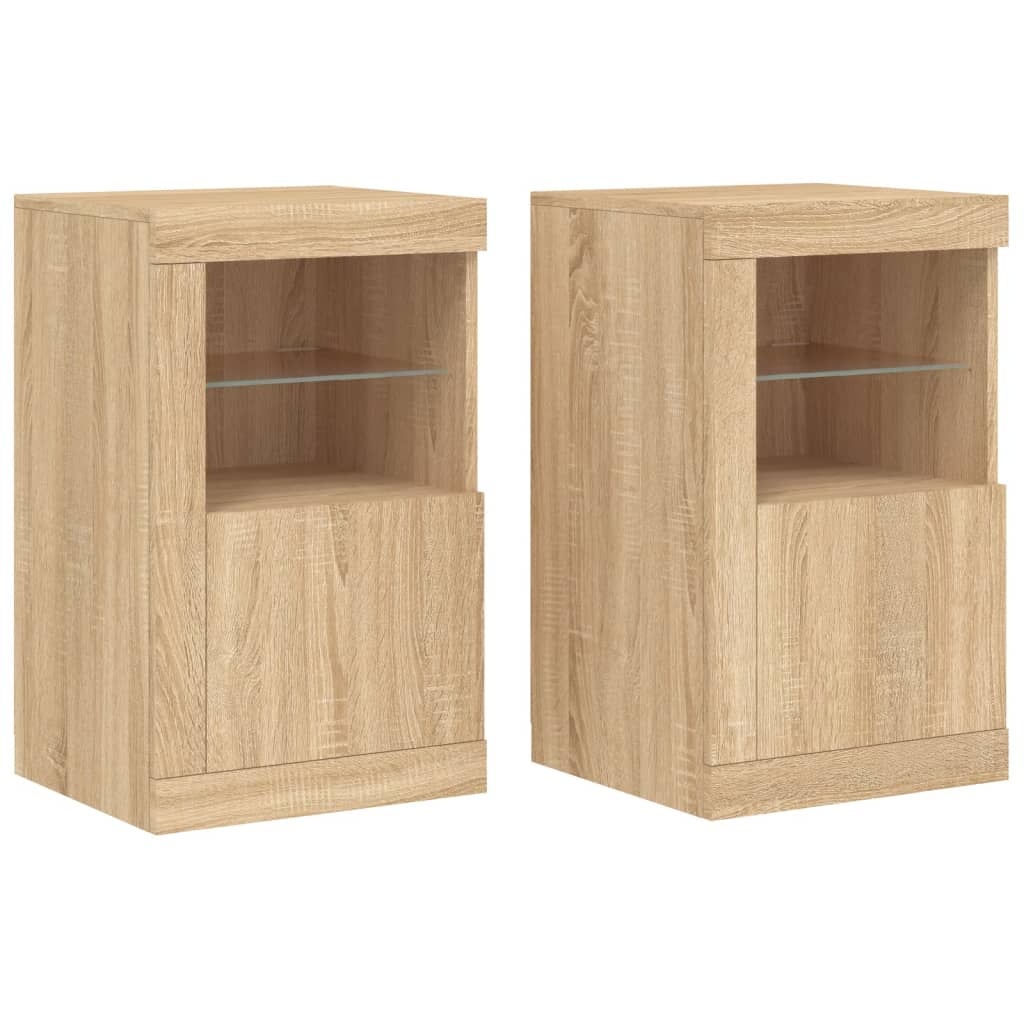 VidaXL Bijzetkastjes met LED 2 st bewerkt hout sonoma eikenkleurig