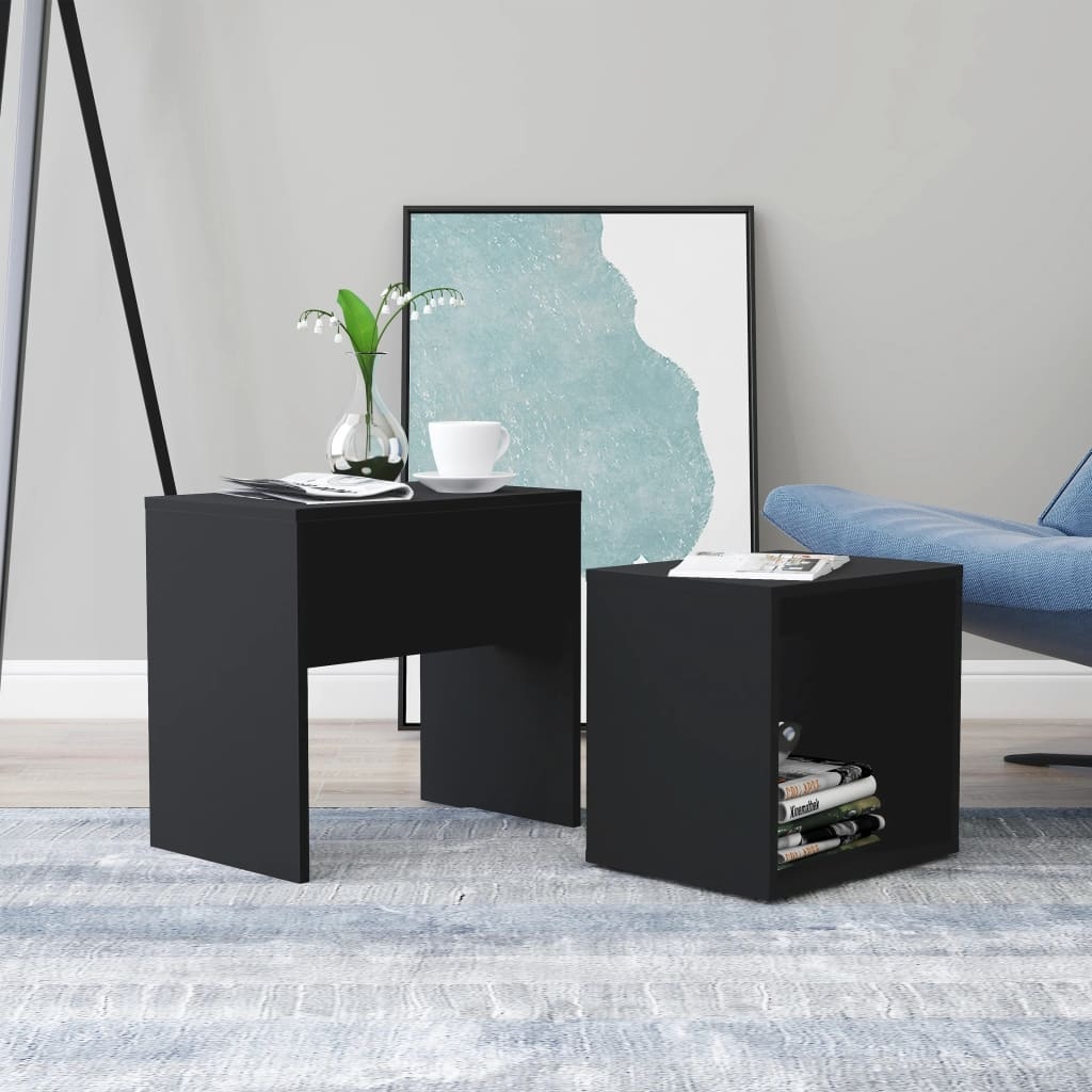 VidaXL Salontafelset 48x30x45 cm bewerkt hout zwart