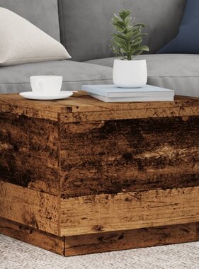 VidaXL Salontafel met LED-verlichting 50x50x40 cm oud houtkleurig