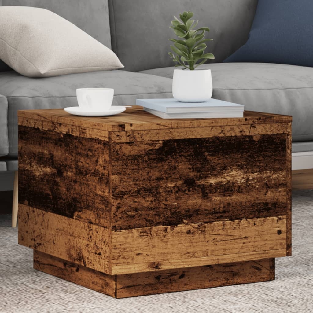 VidaXL Salontafel met LED-verlichting 50x50x40 cm oud houtkleurig