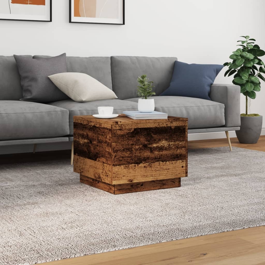 VidaXL Salontafel met LED-verlichting 50x50x40 cm oud houtkleurig
