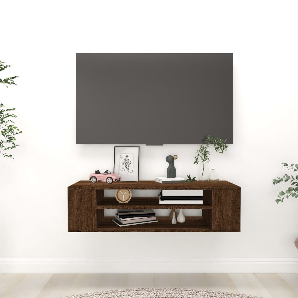 VidaXL Tv-hangmeubel 100x30x26,5 cm bewerkt hout bruin eikenkleur