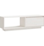 VidaXL Tv-meubel 110x30x33,5 cm massief grenenhout wit