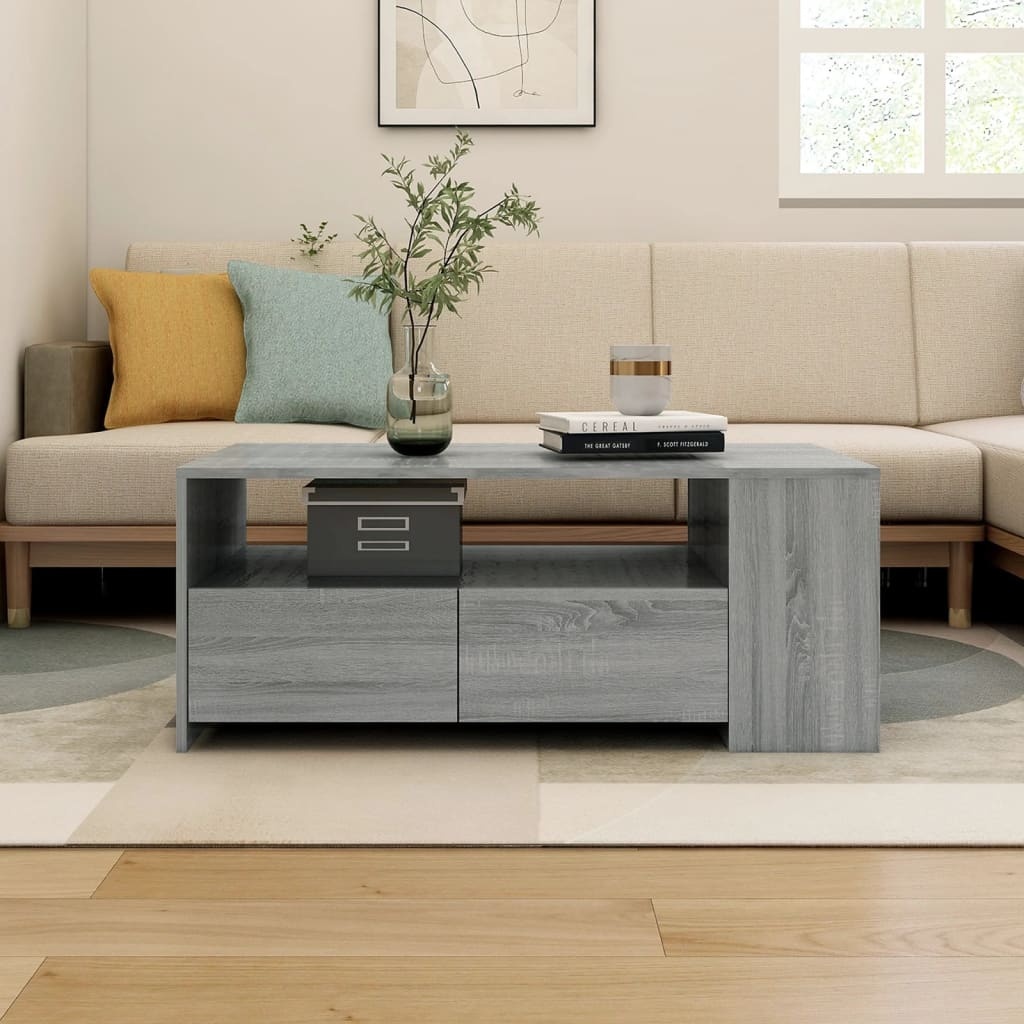 VidaXL Salontafel 102x55x42 cm bewerkt hout grijs sonoma eikenkleurig
