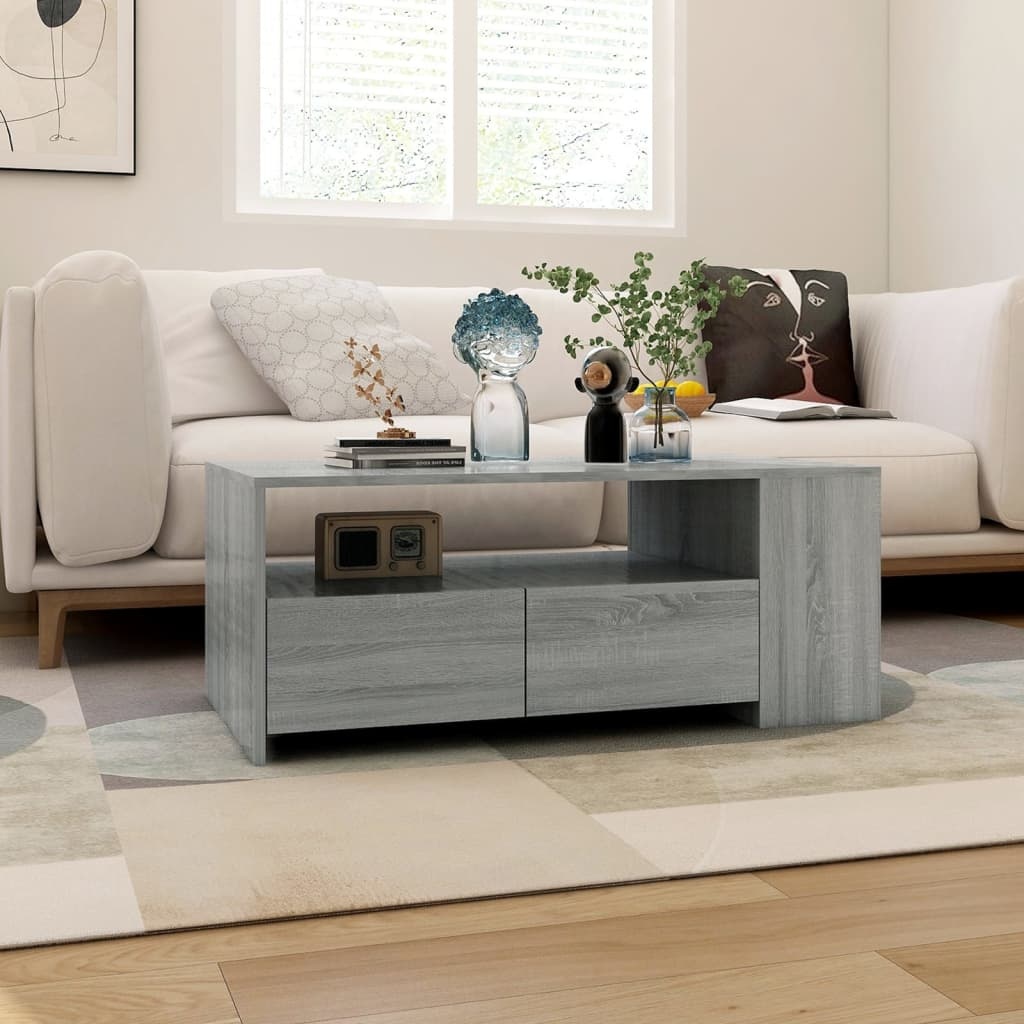 VidaXL Salontafel 102x55x42 cm bewerkt hout grijs sonoma eikenkleurig