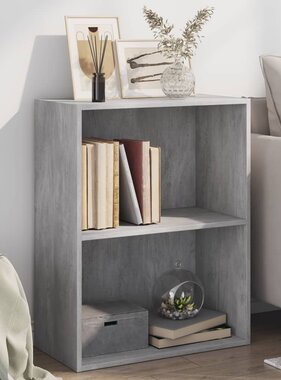 VidaXL Boekenkast met 2 schappen 60x30x76,5 cm bewerkt hout betongrijs