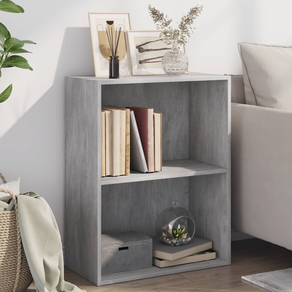 VidaXL Boekenkast met 2 schappen 60x30x76,5 cm bewerkt hout betongrijs