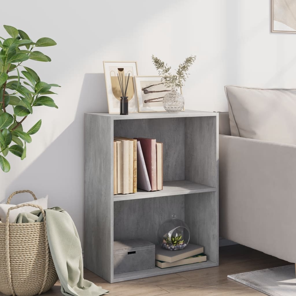 VidaXL Boekenkast met 2 schappen 60x30x76,5 cm bewerkt hout betongrijs