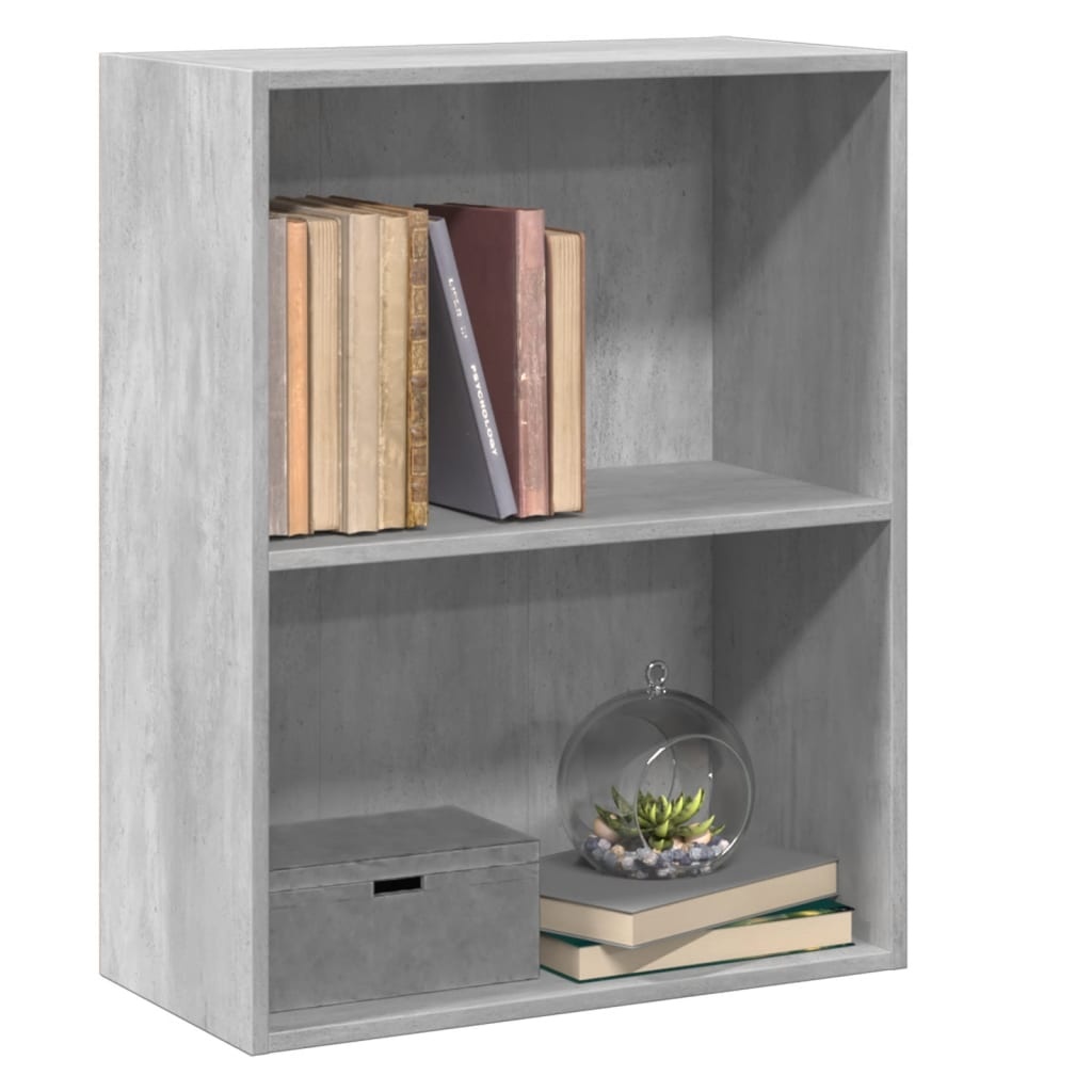 VidaXL Boekenkast met 2 schappen 60x30x76,5 cm bewerkt hout betongrijs