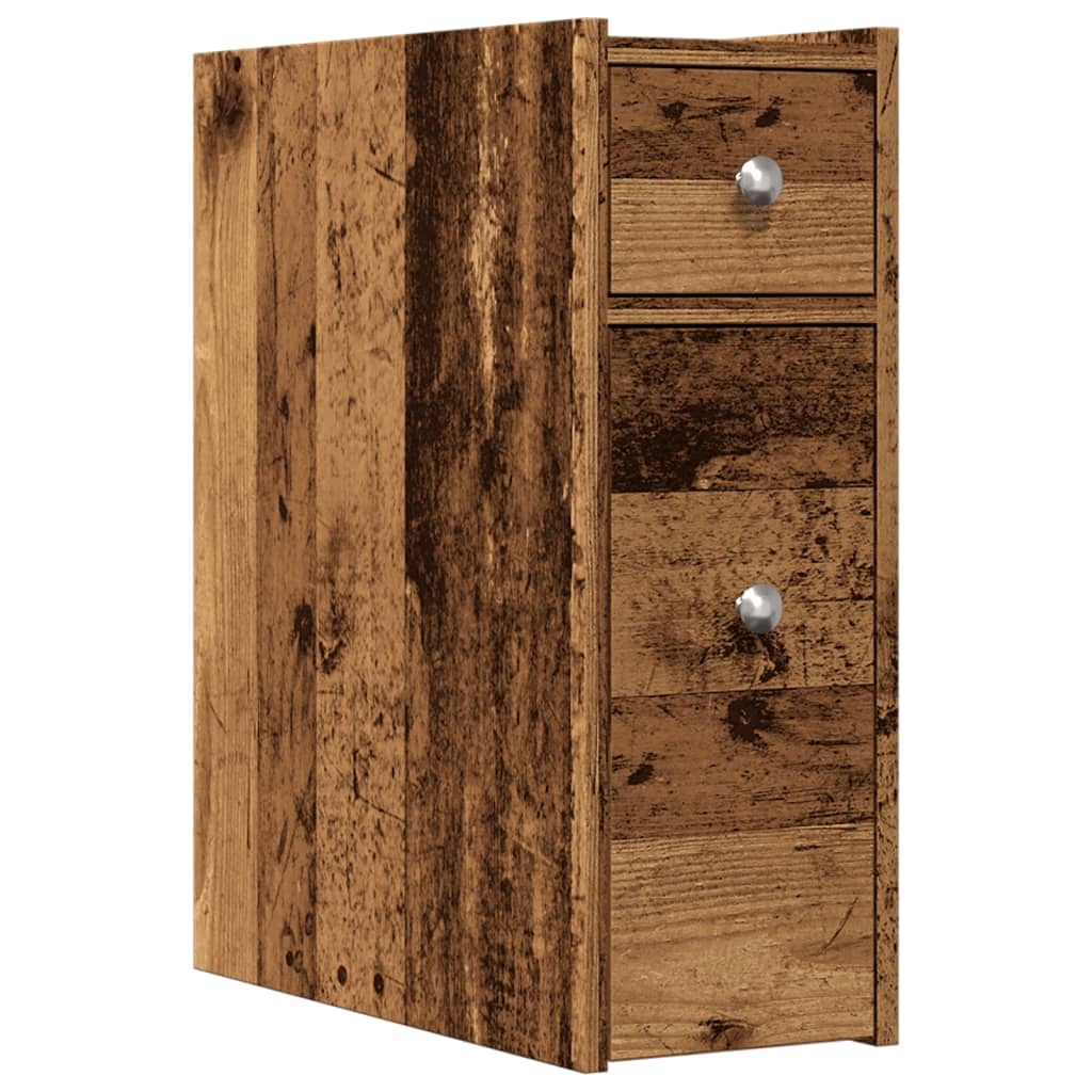 VidaXL Badkamerkast smal met wielen bewerkt hout oud houtkleurig