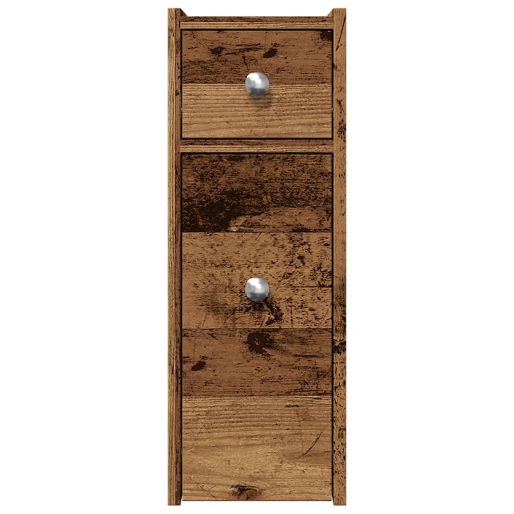 VidaXL Badkamerkast smal met wielen bewerkt hout oud houtkleurig