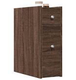 VidaXL Badkamerkast smal met wielen bewerkt hout bruin eikenkleurig