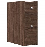 VidaXL Badkamerkast smal met wielen bewerkt hout bruin eikenkleurig