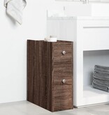 VidaXL Badkamerkast smal met wielen bewerkt hout bruin eikenkleurig