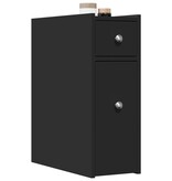 VidaXL Badkamerkast smal met wielen bewerkt hout zwart